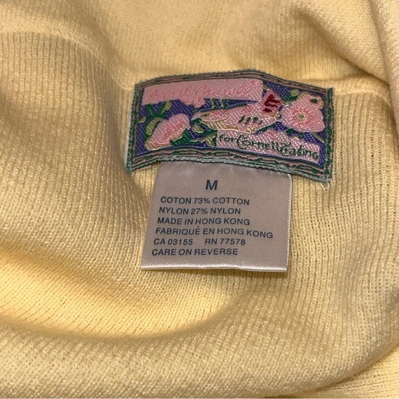 Vintage April Cornell for Cornell Trading Off-shoulder Yellow Sweater Size M - Picture 5 of 6